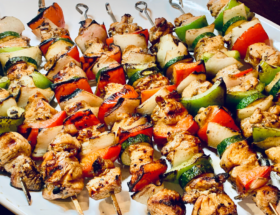 Chicken, Bell Pepper and onion Shish Kabobs