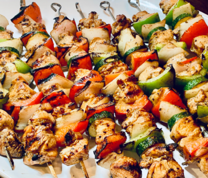 Chicken, Bell Pepper and onion Shish Kabobs