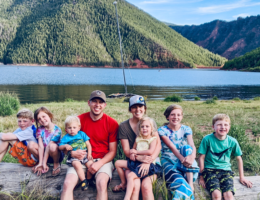 Camping Family Picture on the Lake