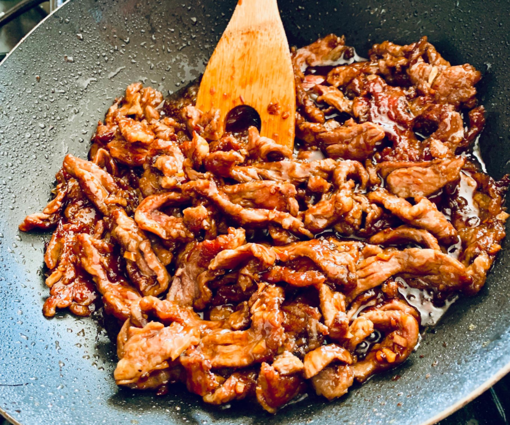 Skirt Steak in a wok