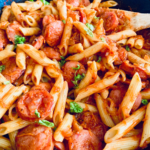 Penne Pasta in red sauce with Kielbasa