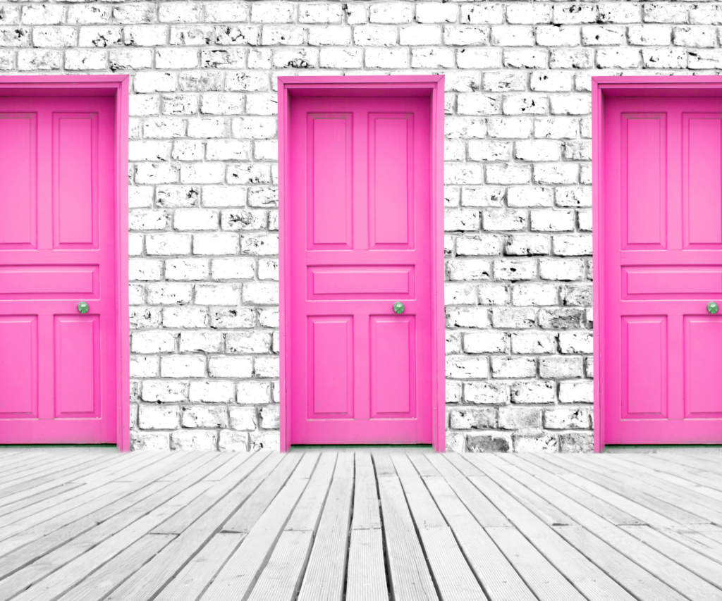 3 pink doors 